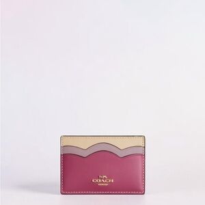 Coach Slim Card Case Petal Raspberry Multi Leather Card Holder NEW With Tag